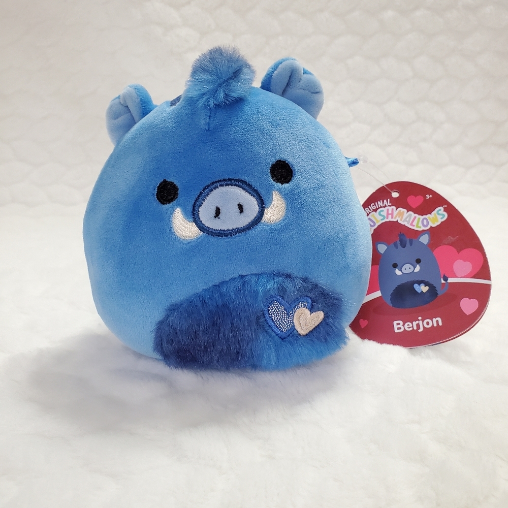 Berjon Squishmallows 5 Inch BNWT Valentines Day Blue Warthog Plush Toy
